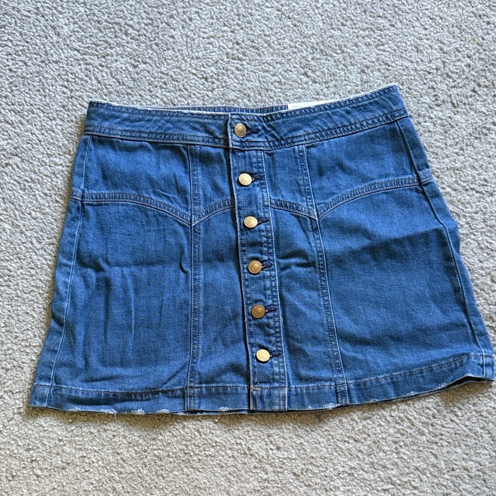 American Eagle Outfitters Blue Front Button Denim Mini Skirt